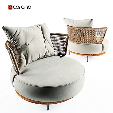 Title: Rattan Armchair: Stylish, Compact & Comfortable 3D model image 1 