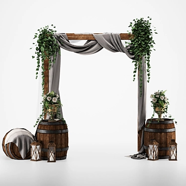 Elegant Floral Wedding Arch 3D model image 1 