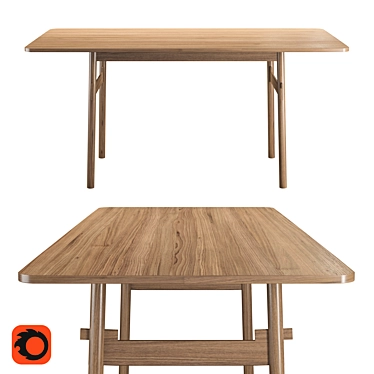 Taut Solid Wood Dining Table 3D model image 1 