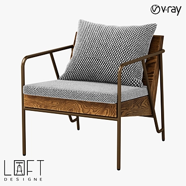 LoftDesigne Armchair - Modern Metal and Fabric Seating 3D model image 1 