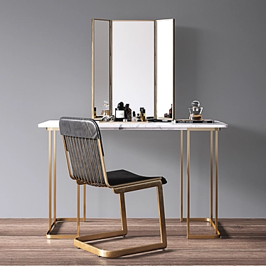 Modern Vanity Set - CB2 Dressing Table 3D model image 1 
