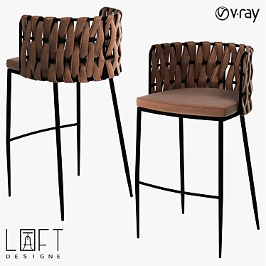 LoftDesigne 30443 Metal and Faux Leather Bar Stool 3D model image 1 