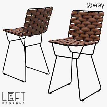 Modern Metal and Eco Leather Bar Stool [30448] 3D model image 1 