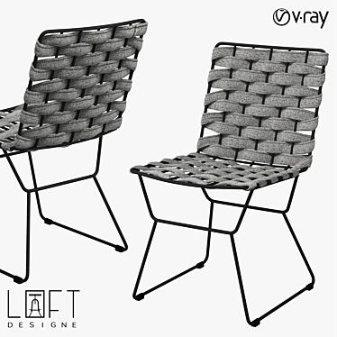 Modern Metal and Fabric Chair 3D model image 1 