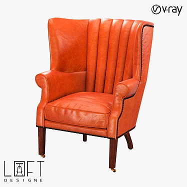 Sleek Leather Armchair with Wood Frame 3D model image 1 