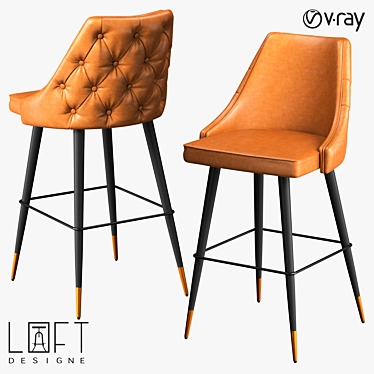 Metal and Leather Bar Stool by LoftDesigne (30813) 3D model image 1 