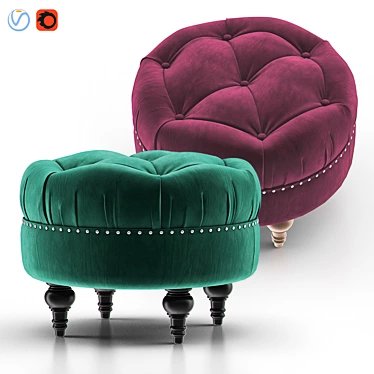 Elegant Tufted Velvet Ottoman 3D model image 1 