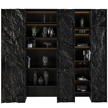 Rock Panel Black Display Cabinet 3D model image 1 