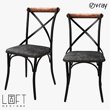 LoftDesigne 3860 Model: Stylish Leather and Wood Chair 3D model image 1 