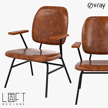 Stylish Metal, Eco-leather & Wood Chair 3D model image 1 