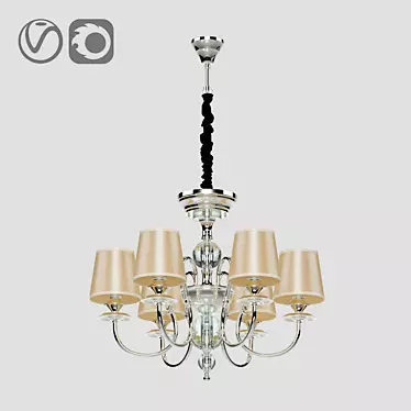 Sofia Pendant Chandelier with Beige Lampshades 3D model image 1 
