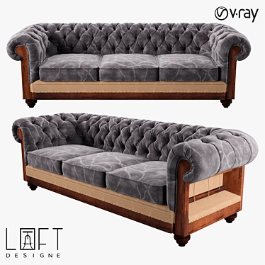 Modern Design Wooden Sofa 3D model image 1 