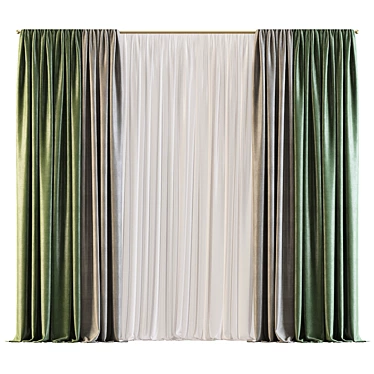 Elegant Foldable Curtain 3D model image 1 