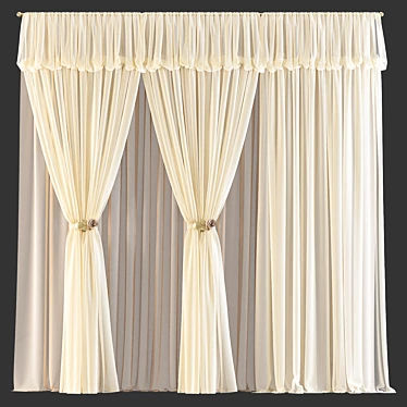 Elegant Drapery Set 3D model image 1 