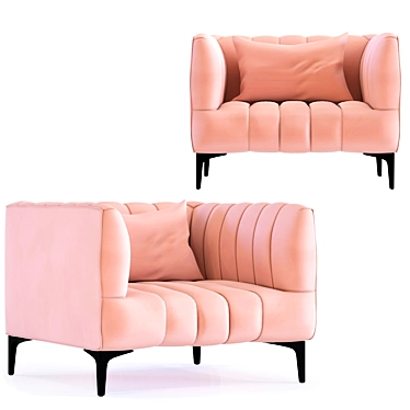 Mauve Velvet Armchair: Urban Elegance 3D model image 1 
