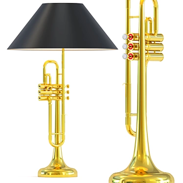 Elegant Trumpet Jazz Gold Lamp 3D model image 1 