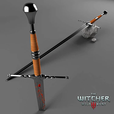 Silver Witcher Sword 3D model image 1 