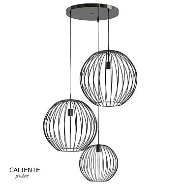 Modern Black Wire Pendant with 3 Globes 3D model image 1 