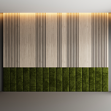 Wooden Elegance: Decorative Wall with Soft Panel 3D model image 1 