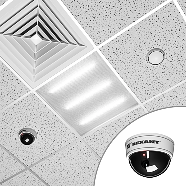 Armstrong Ceiling with LED Lights, Camera, and Ventilation 3D model image 1 