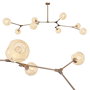 Gilded Branch Pendant Light 3D model image 1 