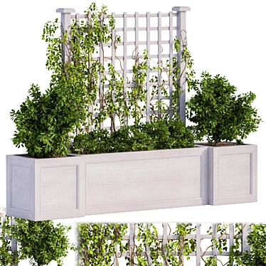 Ivy and White Fence Outdoor Plants 3D model image 1 