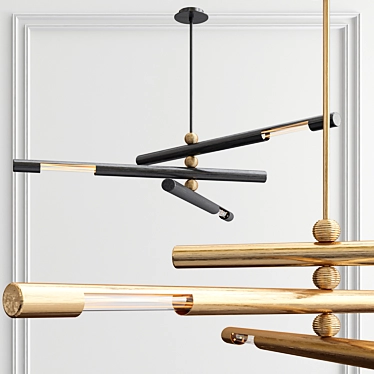 Sleek Bronze 3-Light Chandelier 3D model image 1 