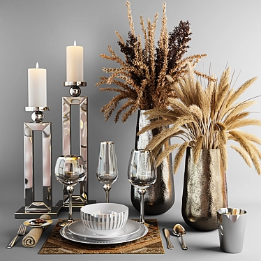 Elegant Table Decor Set 3D model image 1 