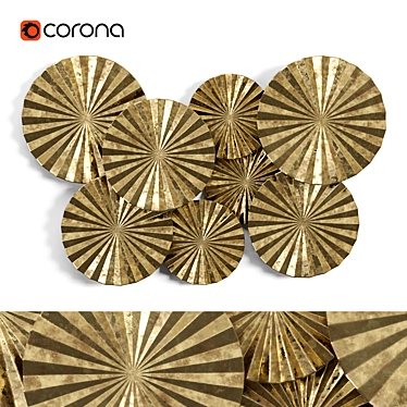 Modern Gold Fan Metal Wall Art 3D model image 1 