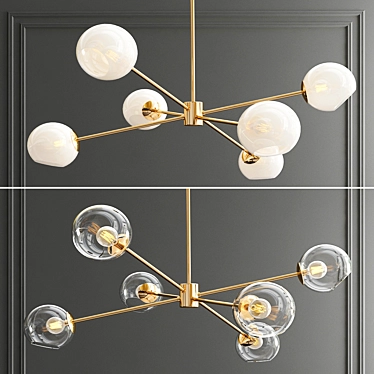 Elegant Glass 6-Light Chandelier 3D model image 1 