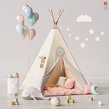 Kids' Dream Playset: Tent, Toys, and Decor 3D model image 1 