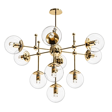 Golden Globe Chandelier 3D model image 1 