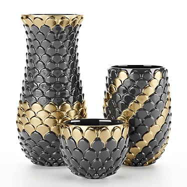 Elegant Artichoke Pattern Vases 3D model image 1 