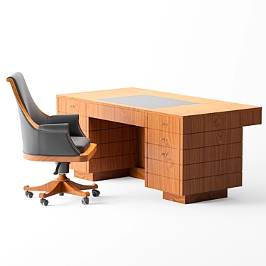 Morelato Executive Chair & Wooden Desk Set 3D model image 1 