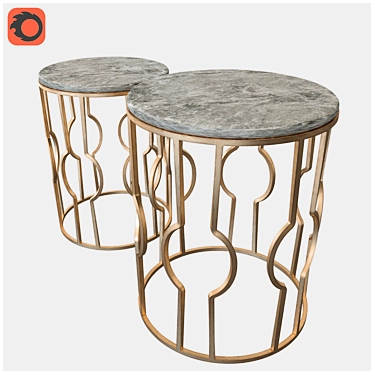 Elegant Marble and Brass Round Tables 3D model image 1 