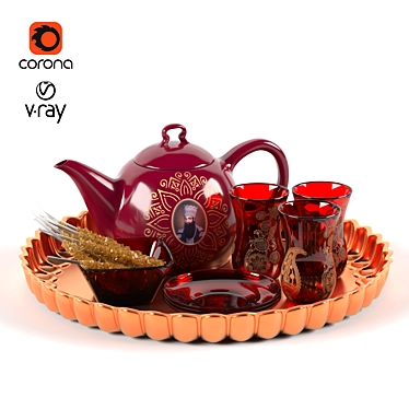 Persian Tea Set - Shah Abbas 3D model image 1 