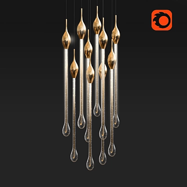 Elegant Murano Glass Chandelier 3D model image 1 