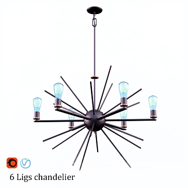 Distinctive Lighting Chandelier 3D model image 1 