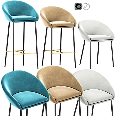 Elegant Woven Bar Stool & Chair 3D model image 1 
