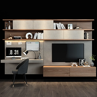 Modern TV Shelf Stand Organizer 3D model image 1 