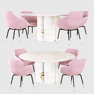 Elegant Ercole Dining Table Set 3D model image 1 