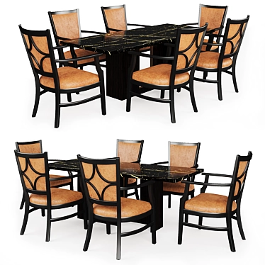 Modern Table & Chair Set 3D model image 1 