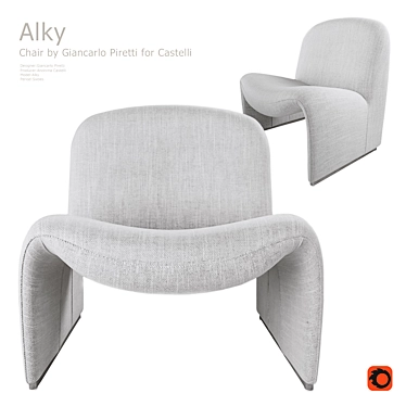 Retro Chic Alky Lounge Chair 3D model image 1 