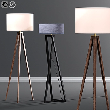 Modern Floor Lamps Set - Elegant Lighting Solution 3D model image 1 