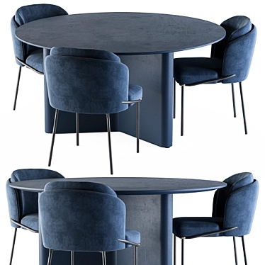 Luxury Modern Blue Dining Set 3D model image 1 