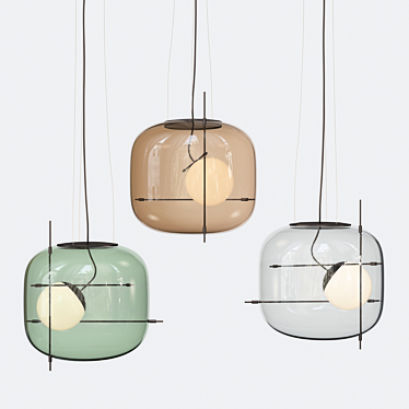 Vistosi Plot SP CR OTL Pendant Light: Modern Brass and Transparent, Ideal for Kitchen, Bedroom, Living Room, Hallway 3D model image 1 