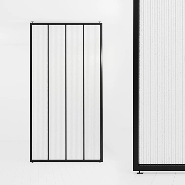Versatile Glass Partition: Metal Frame, Frosted Glass 3D model image 1 