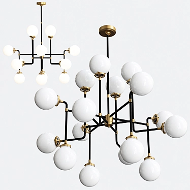 Modern Milk Glass 16-Light Chandelier 3D model image 1 