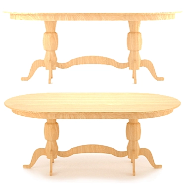 Elegant Oak Dining Table 3D model image 1 