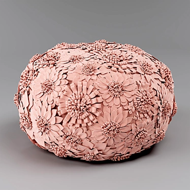 Floral Wool Pouf: Restoration Hardware 3D model image 1 